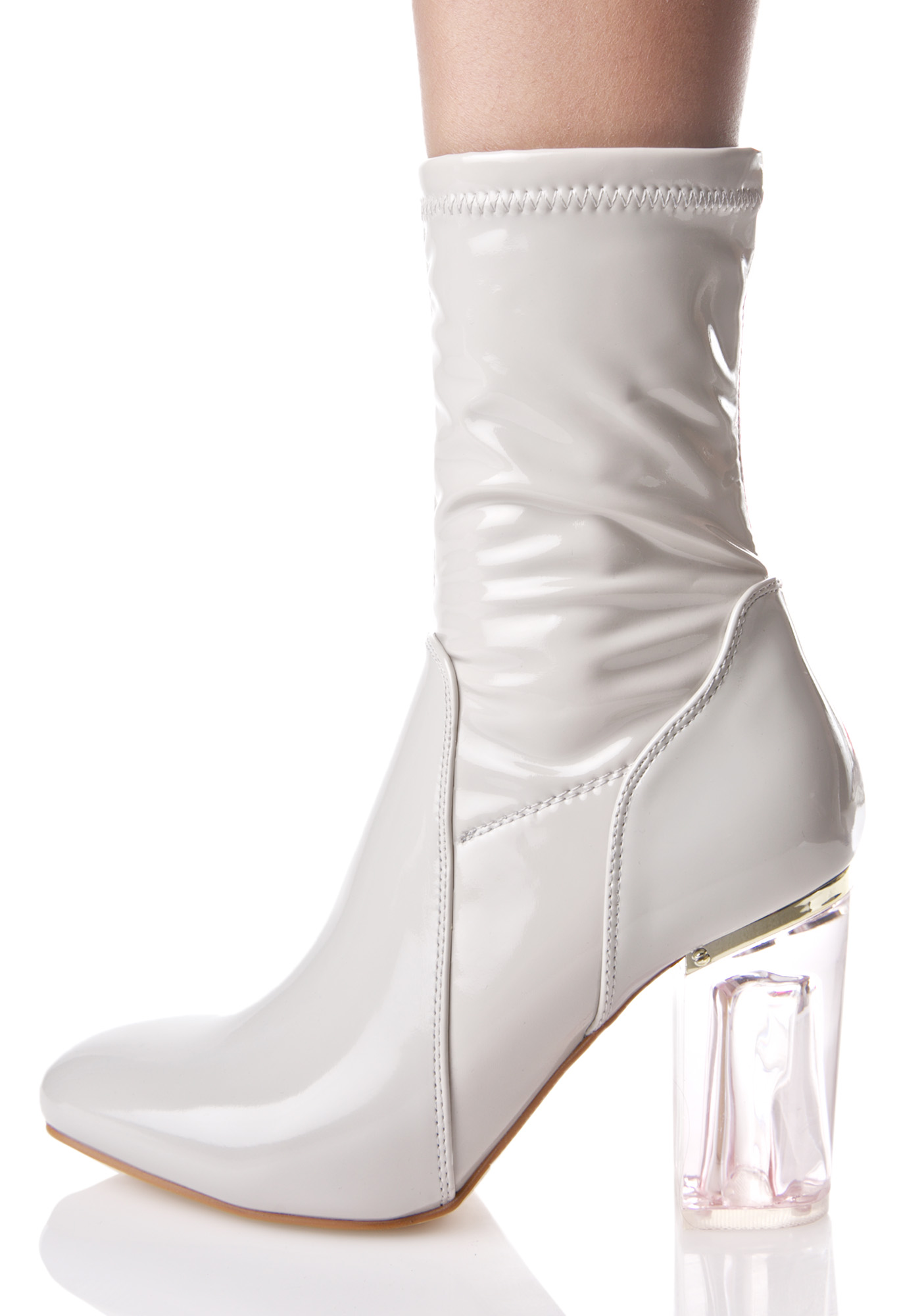 white boots clear heel