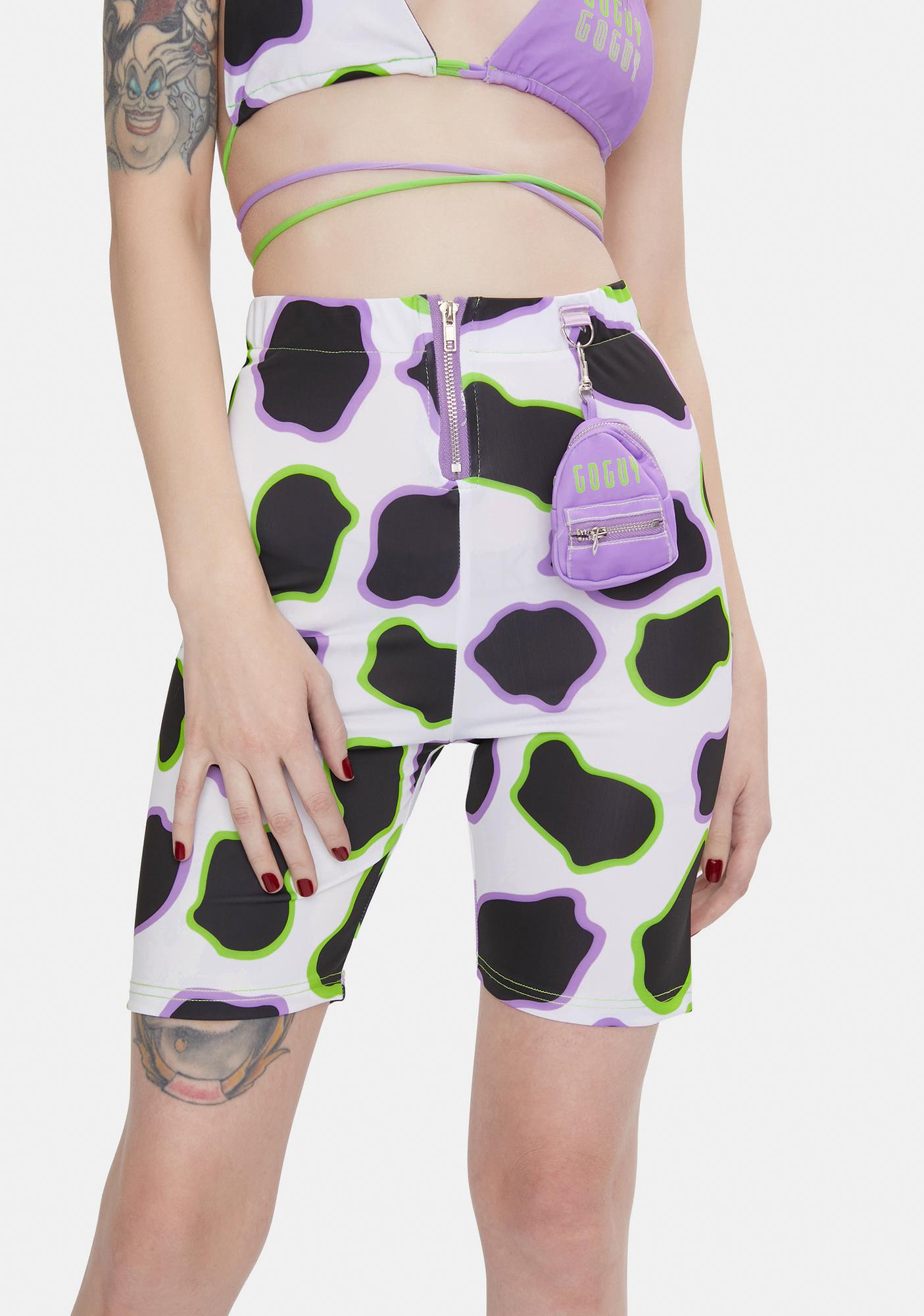 cow print biker shorts