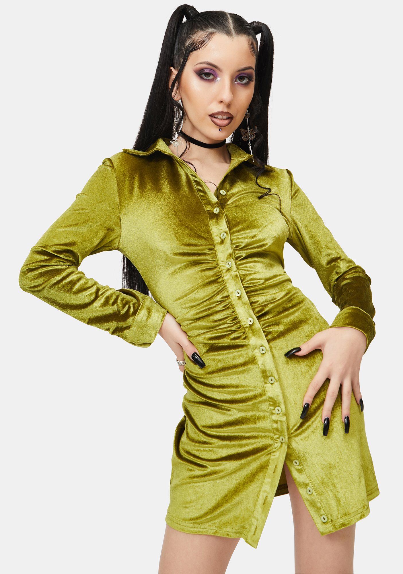 ZEMETA Matcha Velvet Dress Dolls Kill