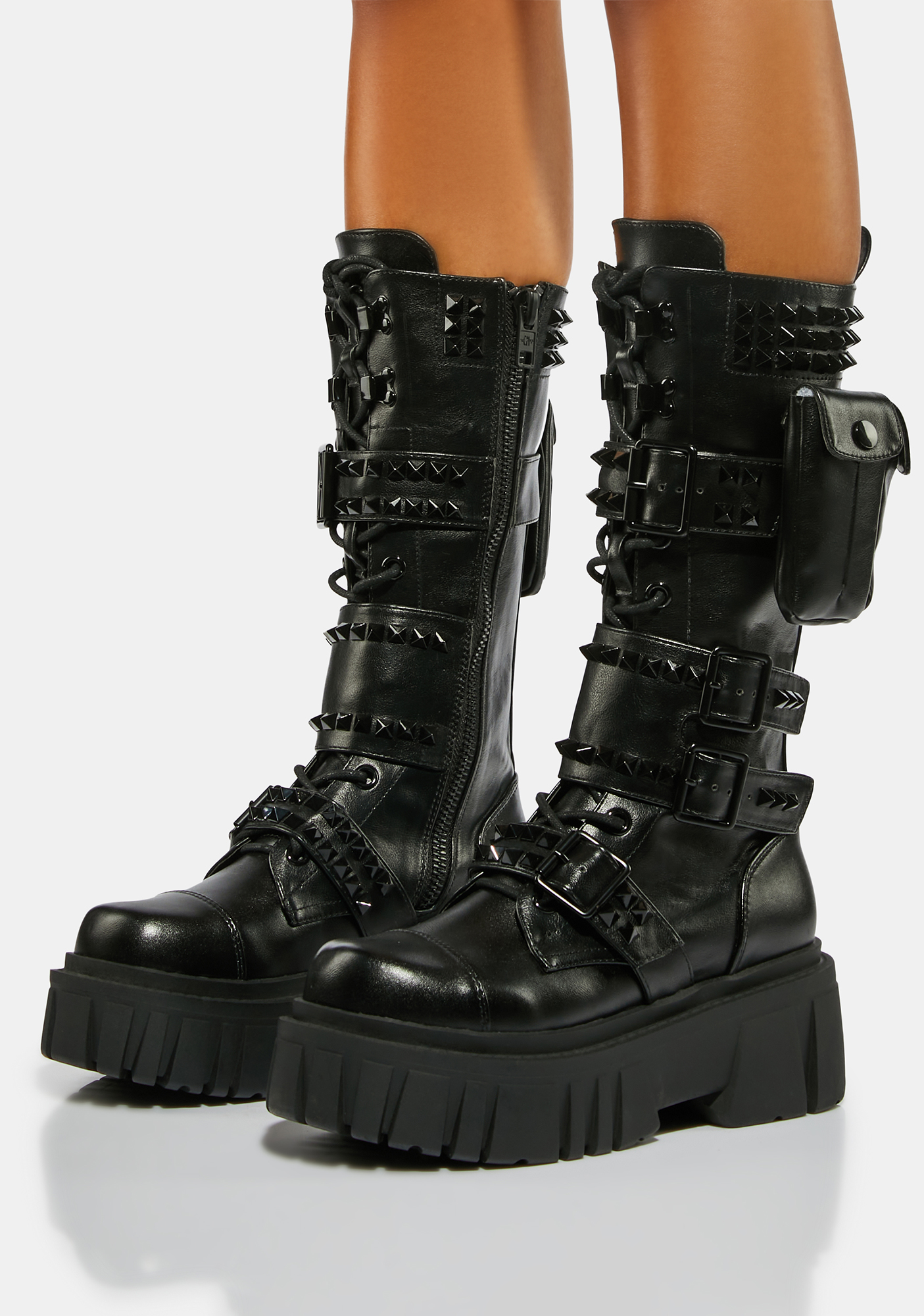 combat boots with spikes