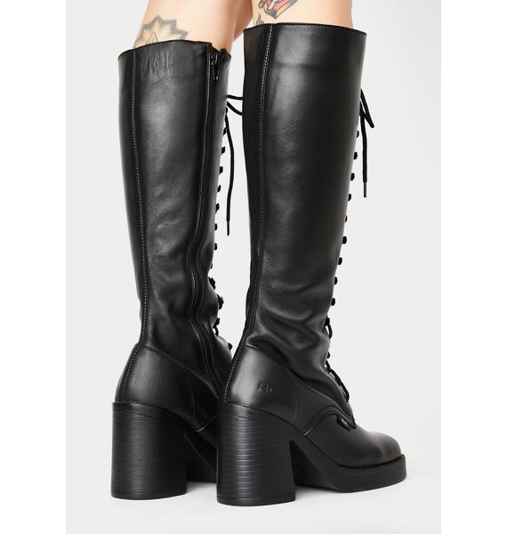 roc knee high lace up boots