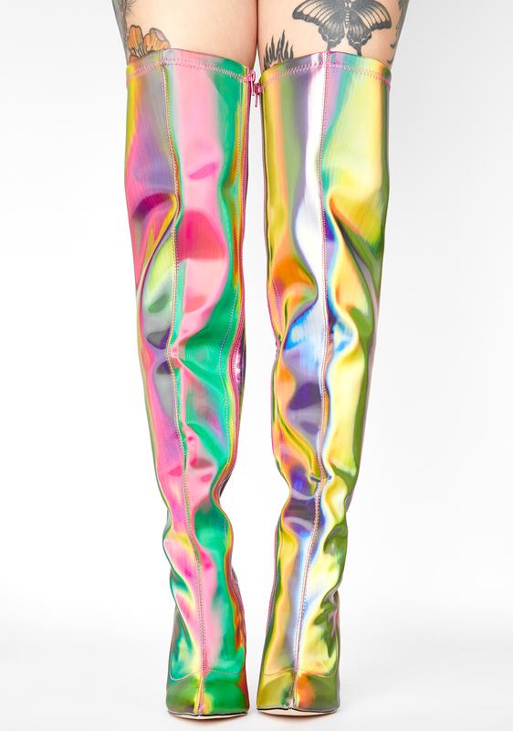 thigh high boots rainbow