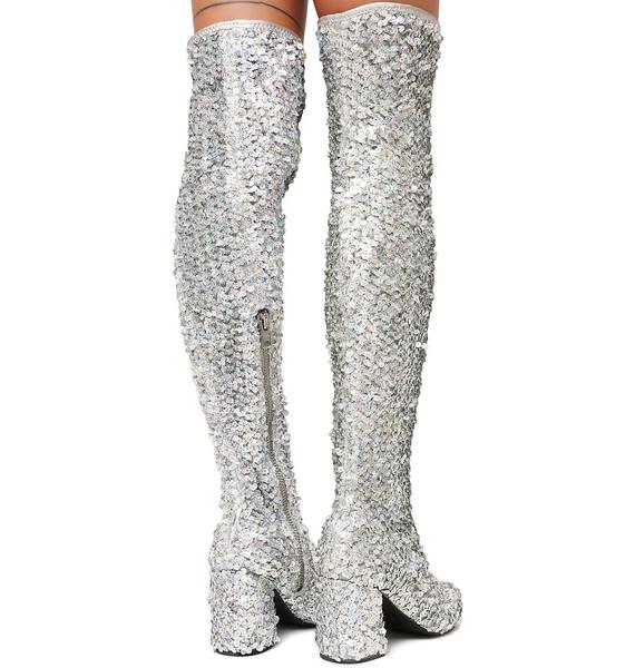 Current Mood Sequin Thigh High Boots | Dolls Kill