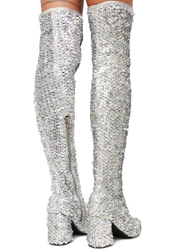 sequin thigh high socks