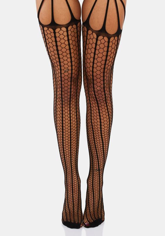 hexagon fishnet tights