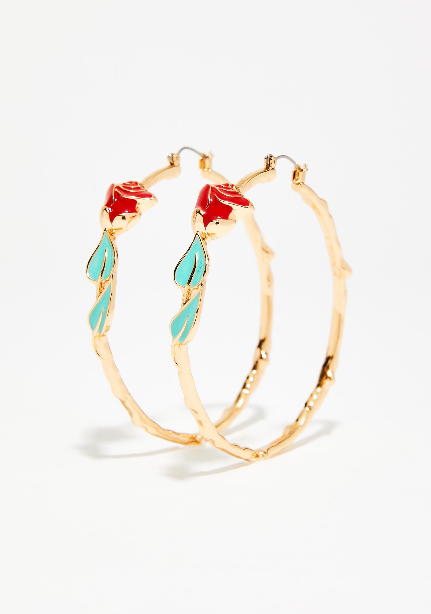 Rose Hoop Earrings Dolls Kill Like A Rose Hoop Earrings