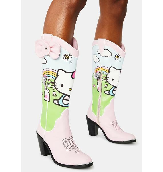 Dolls Kill Hello Kitty Rainbow Cowboy Boots Pastel Kawaii Dolls Kill