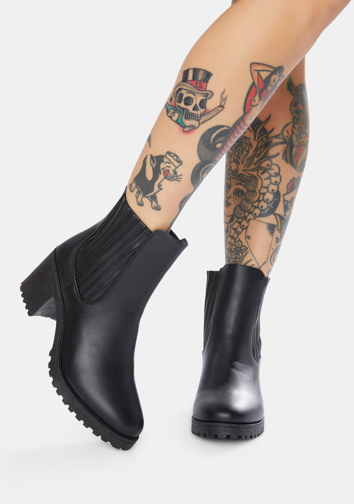 womens black boots with small heel