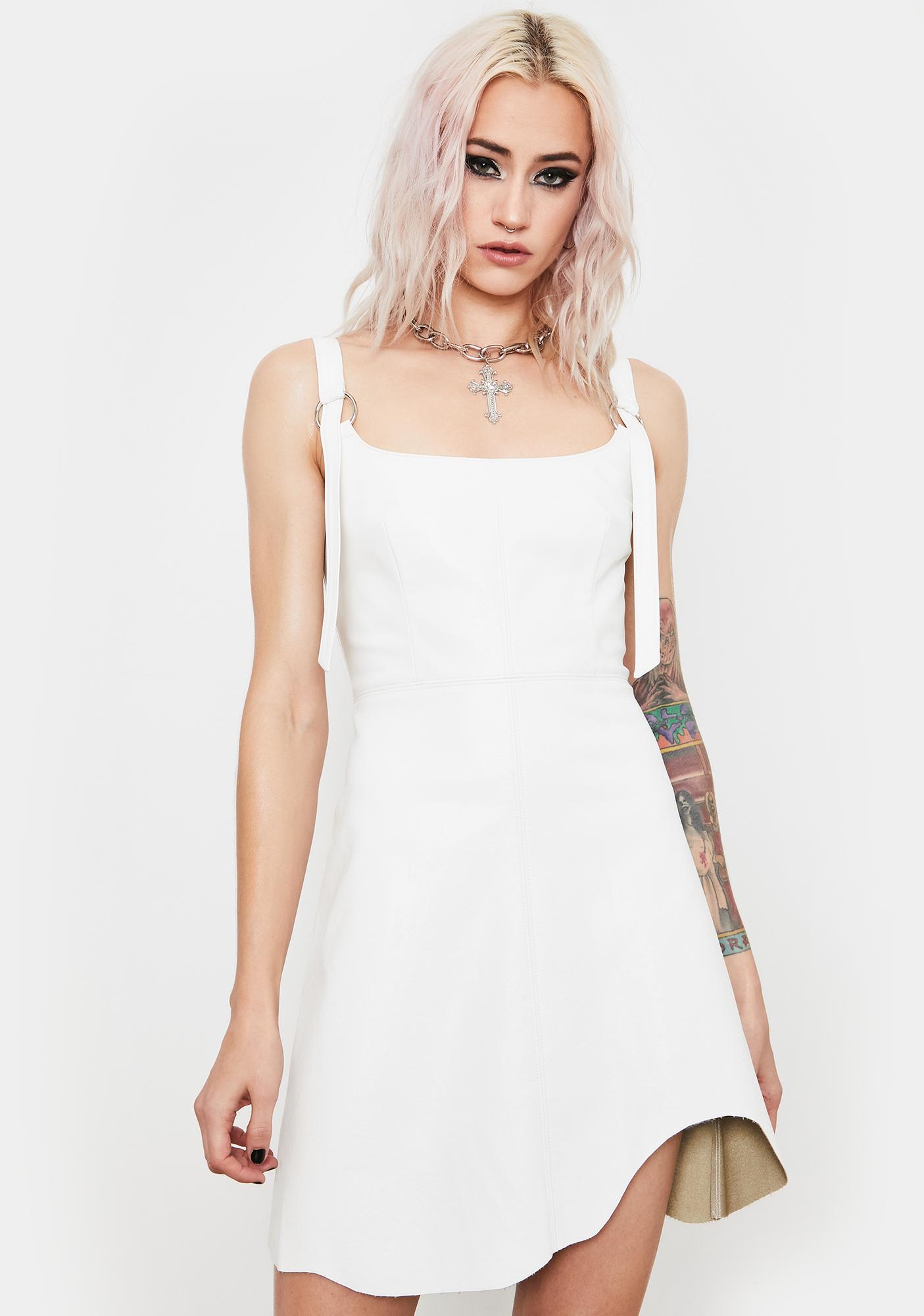 white leather mini dress