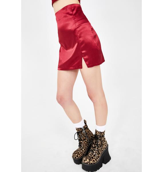 Delias Red Satin Mini Slit Skirt Dolls Kill