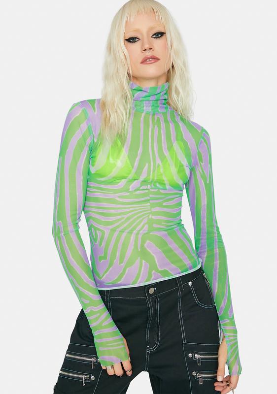 green mesh turtleneck