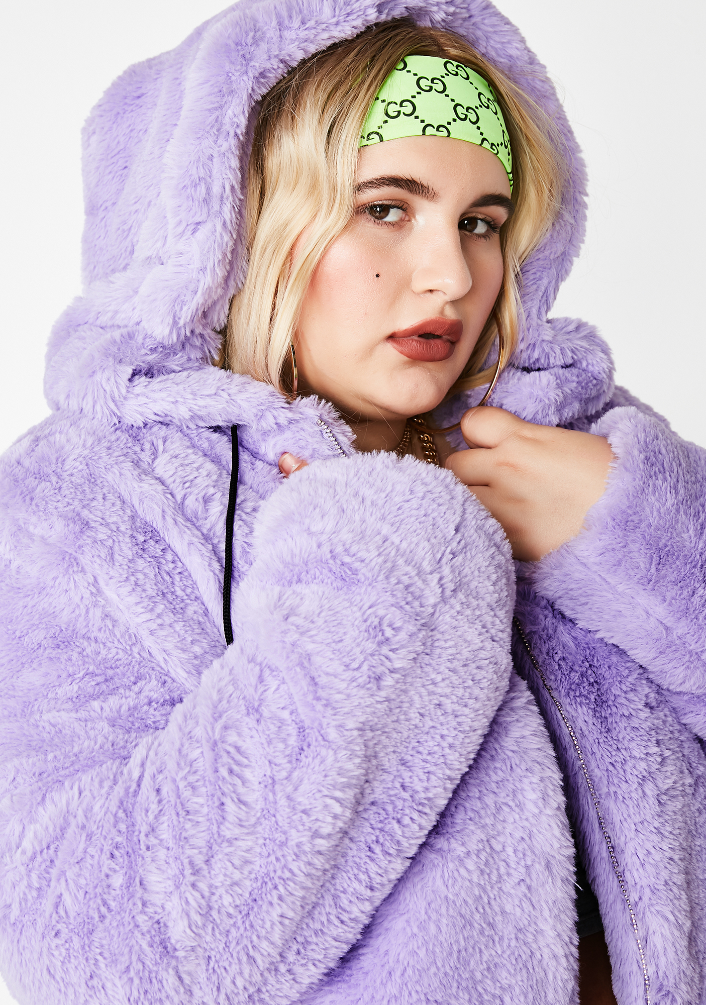 Fluffy purple hoodie Clearance