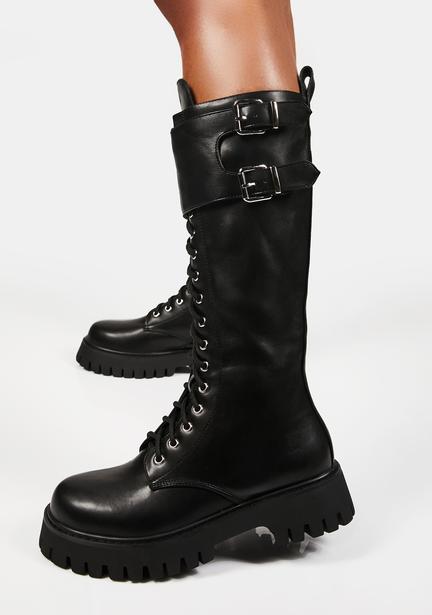 black high combat boots