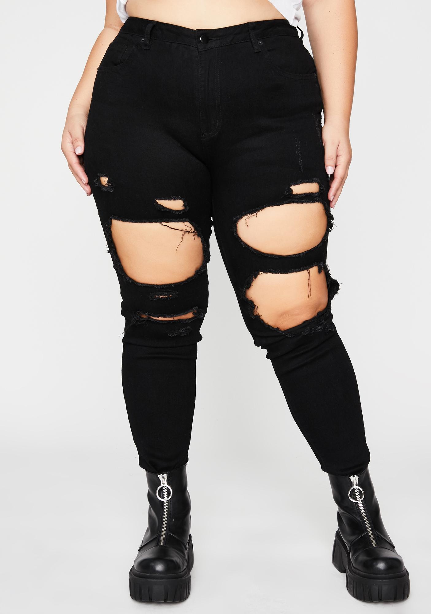 plus size distressed ripped jeans