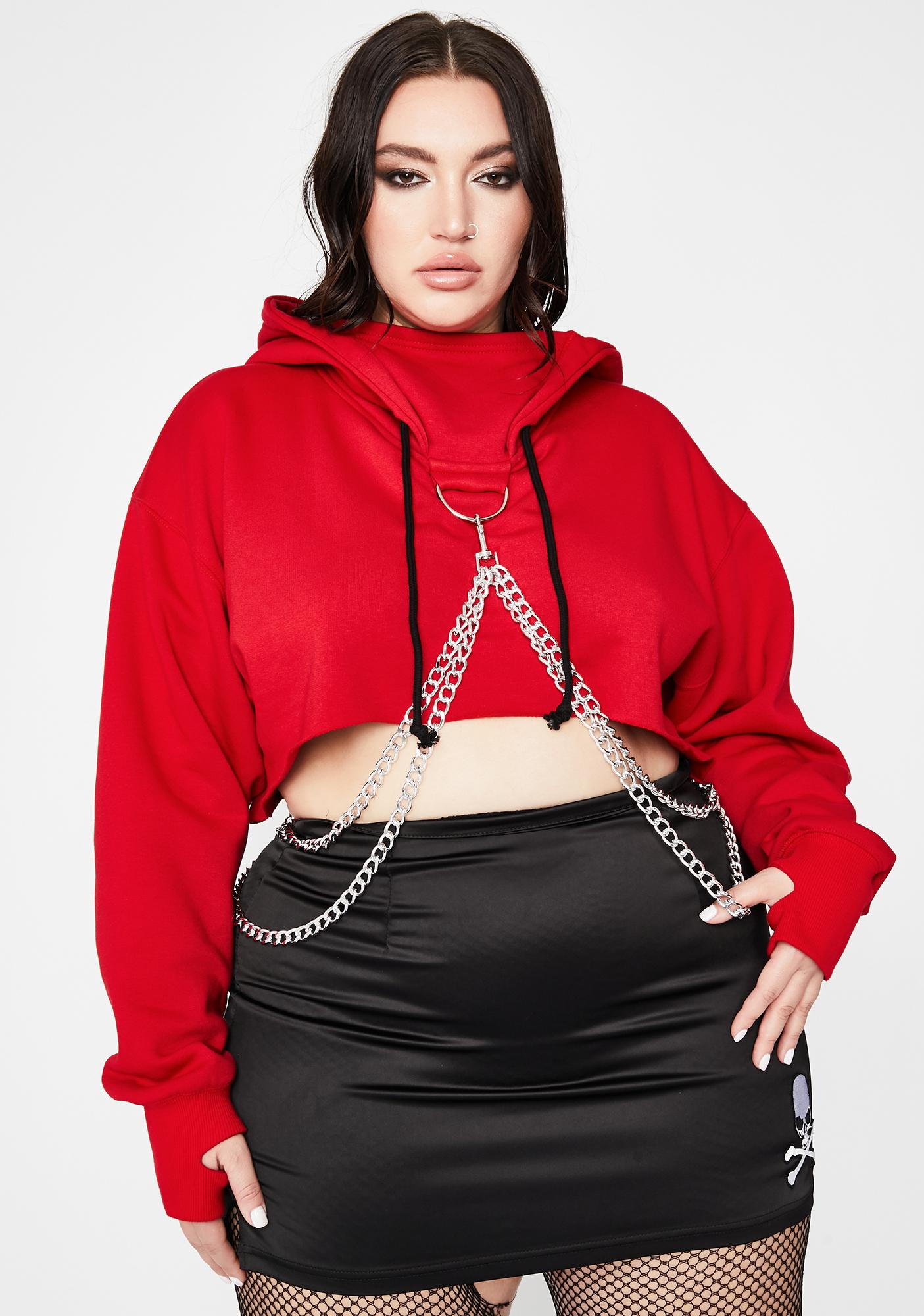 cropped chain hoodie