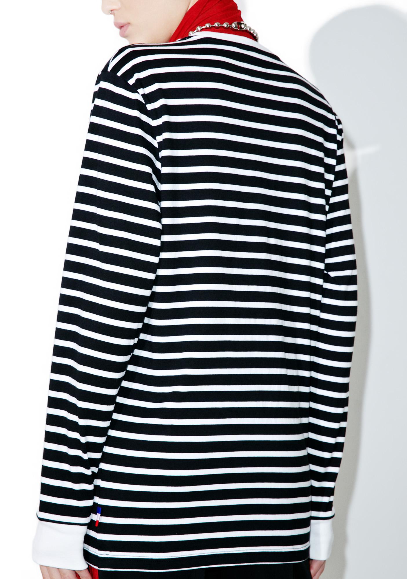HUF x Thrasher TDS Stripe Crewneck Sweatshirt - Black | Flatspot