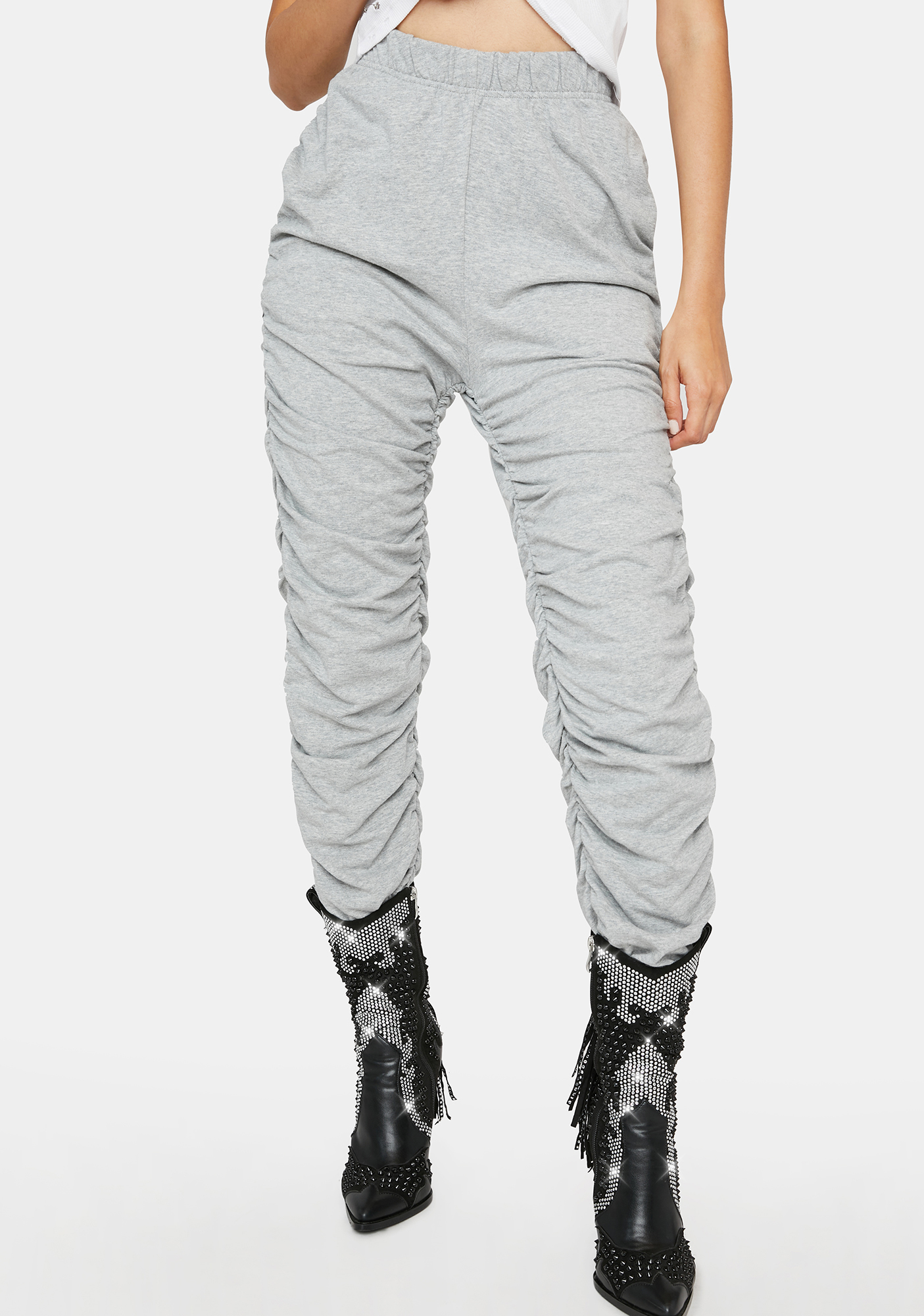 drawstring ruched sweatpants