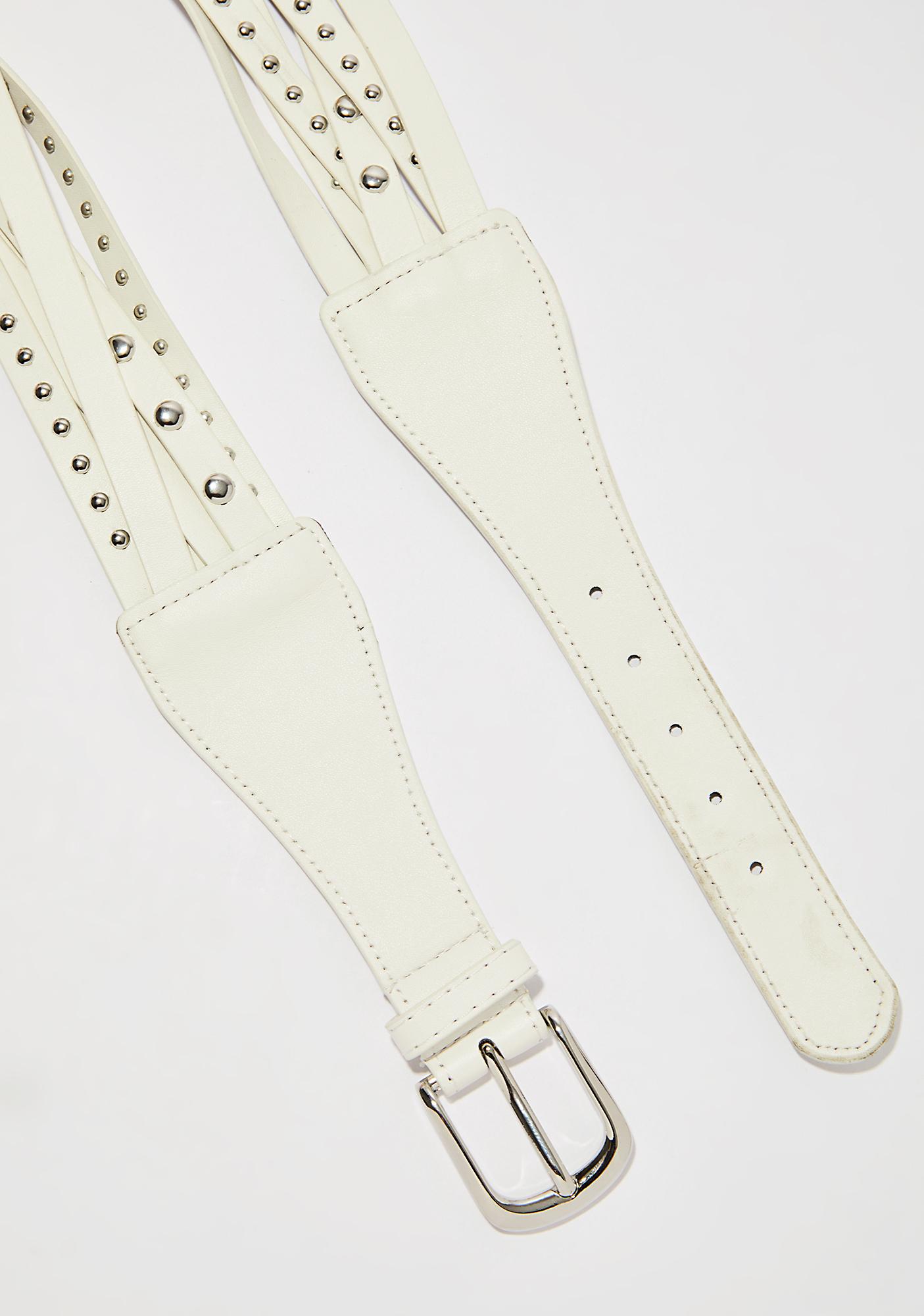 White Layered Strappy Studded Belt | Dolls Kill