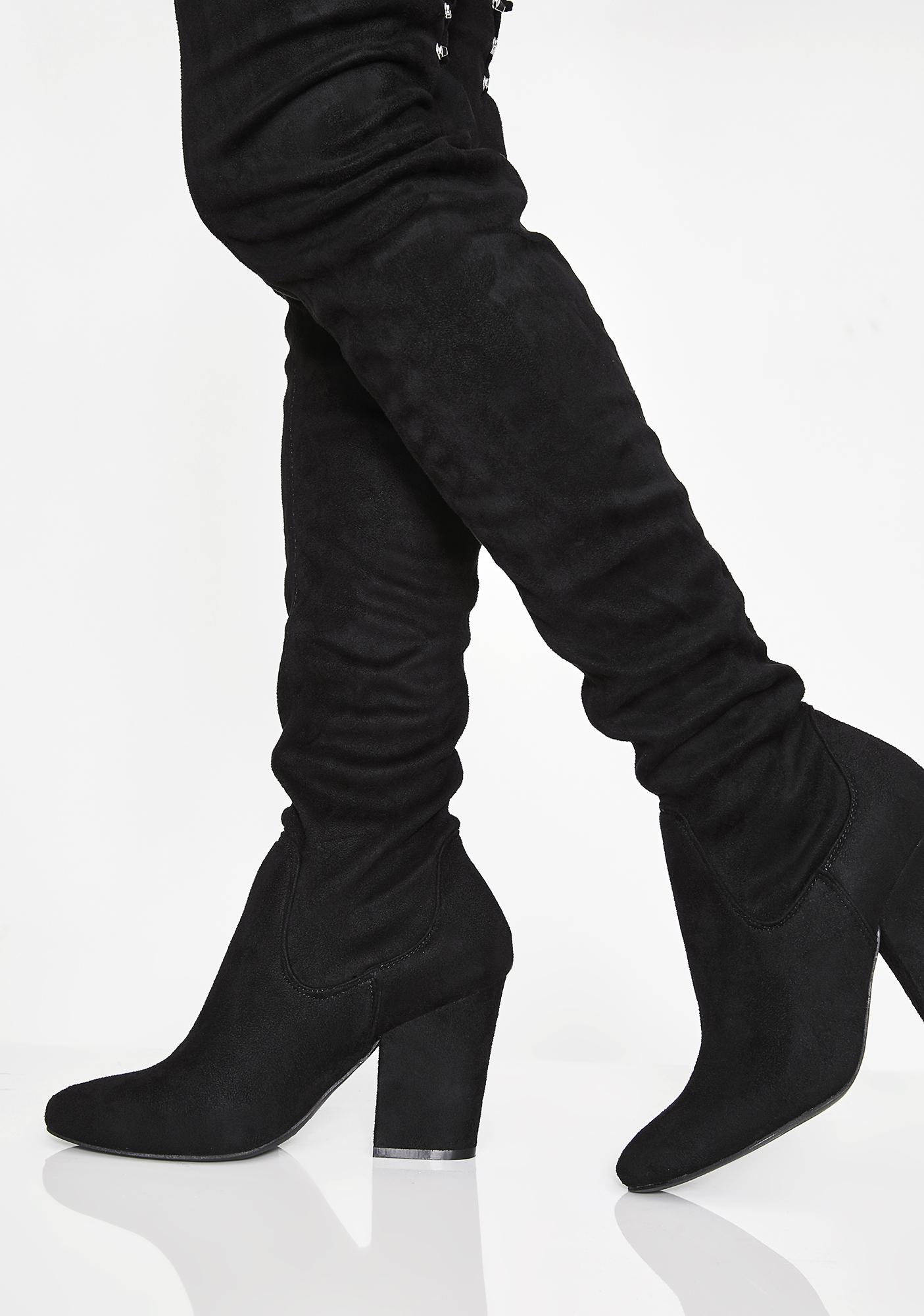 Thigh High Suede Boots Black Dolls Kill 3657