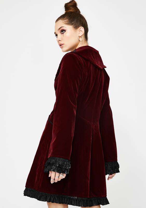 red velvet winter coat