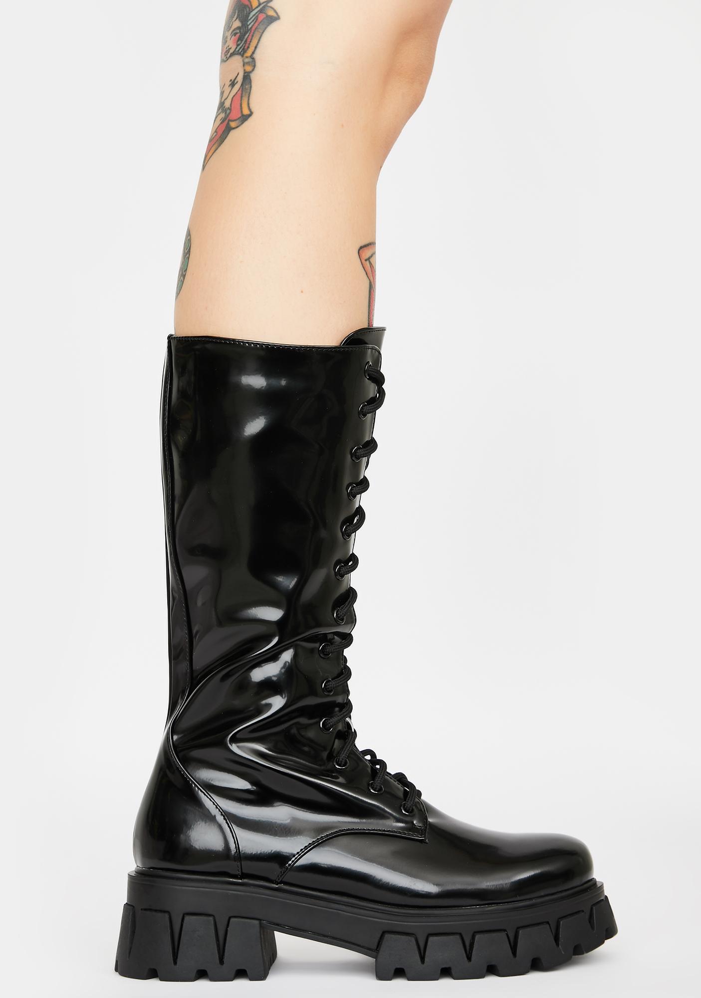 Koi Footwear Trinity Patent Calf High Boots | Dolls Kill