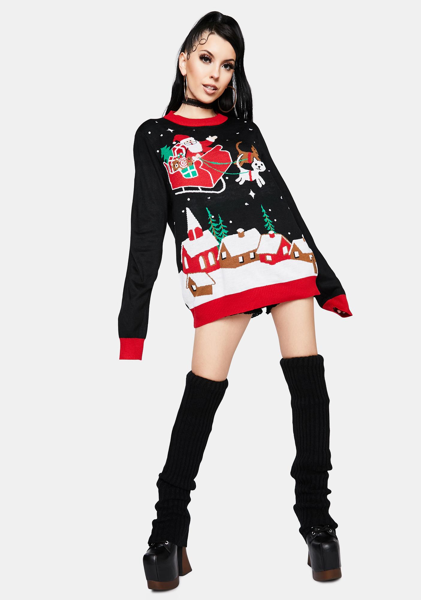meowy christmas light up sweater