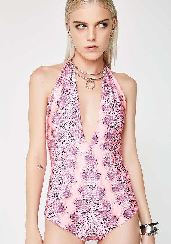 pink snakeskin romper