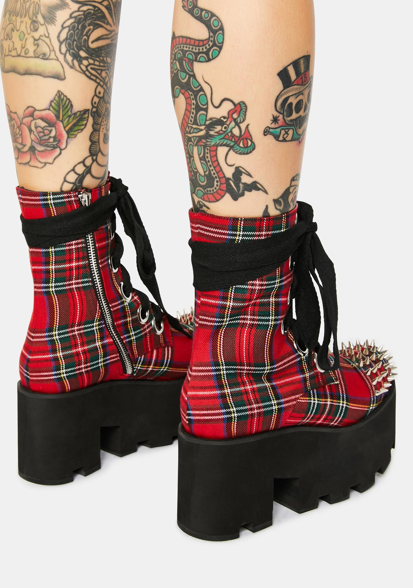 Charla Tedrick Combat Rock Tartan Platform Boots | Dolls Kill