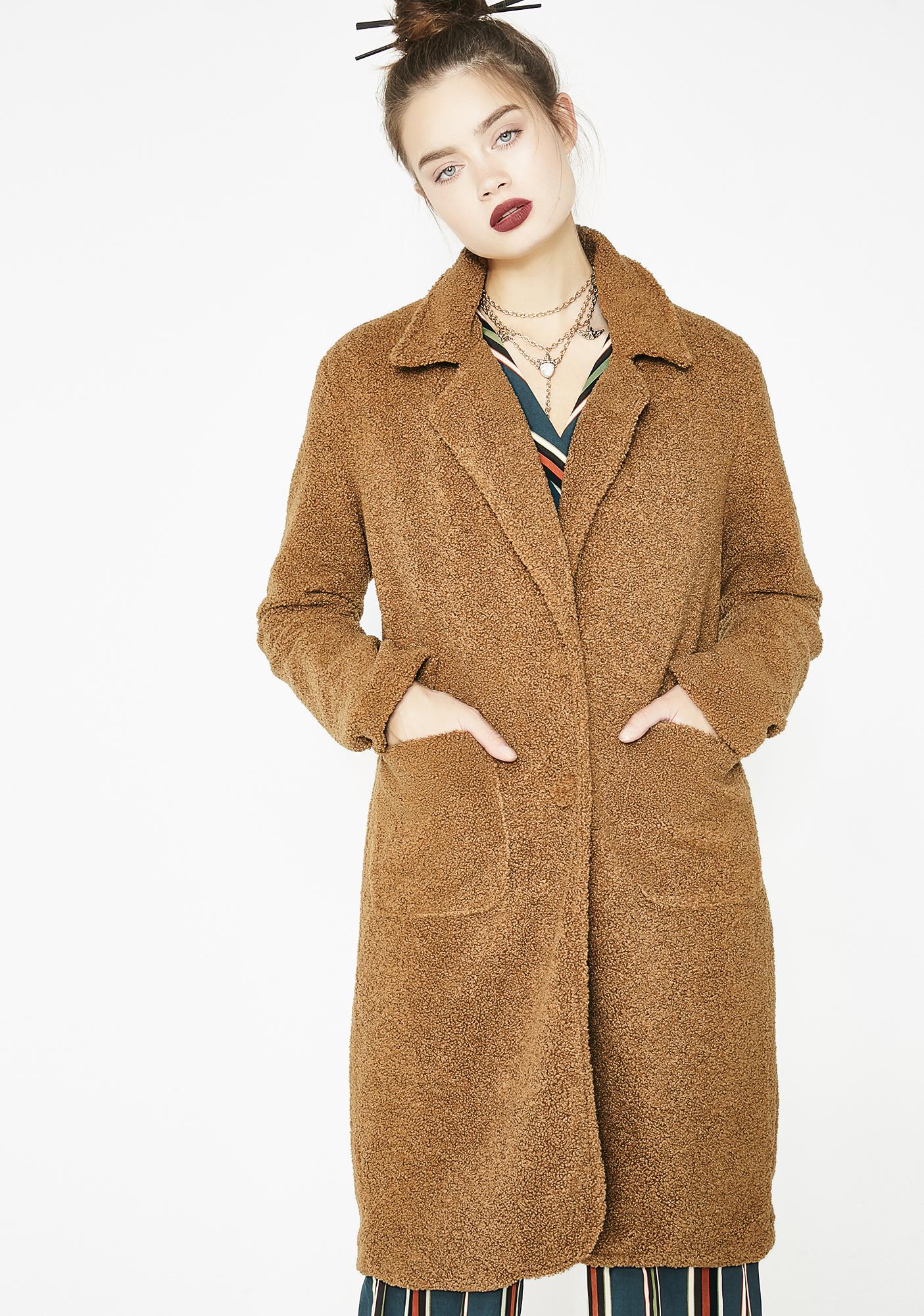 Brown Fuzzy Longline Coat | Dolls Kill