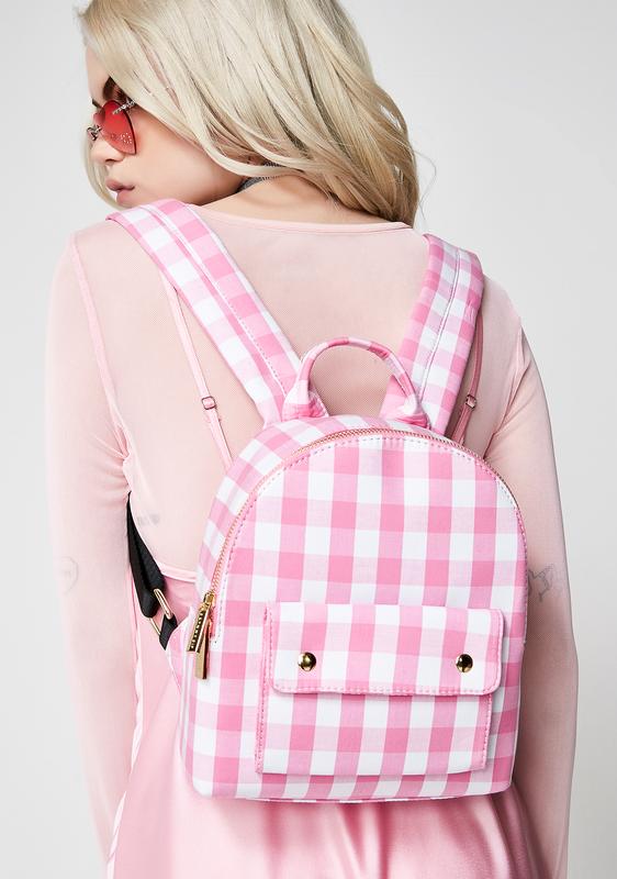 pink gingham backpack