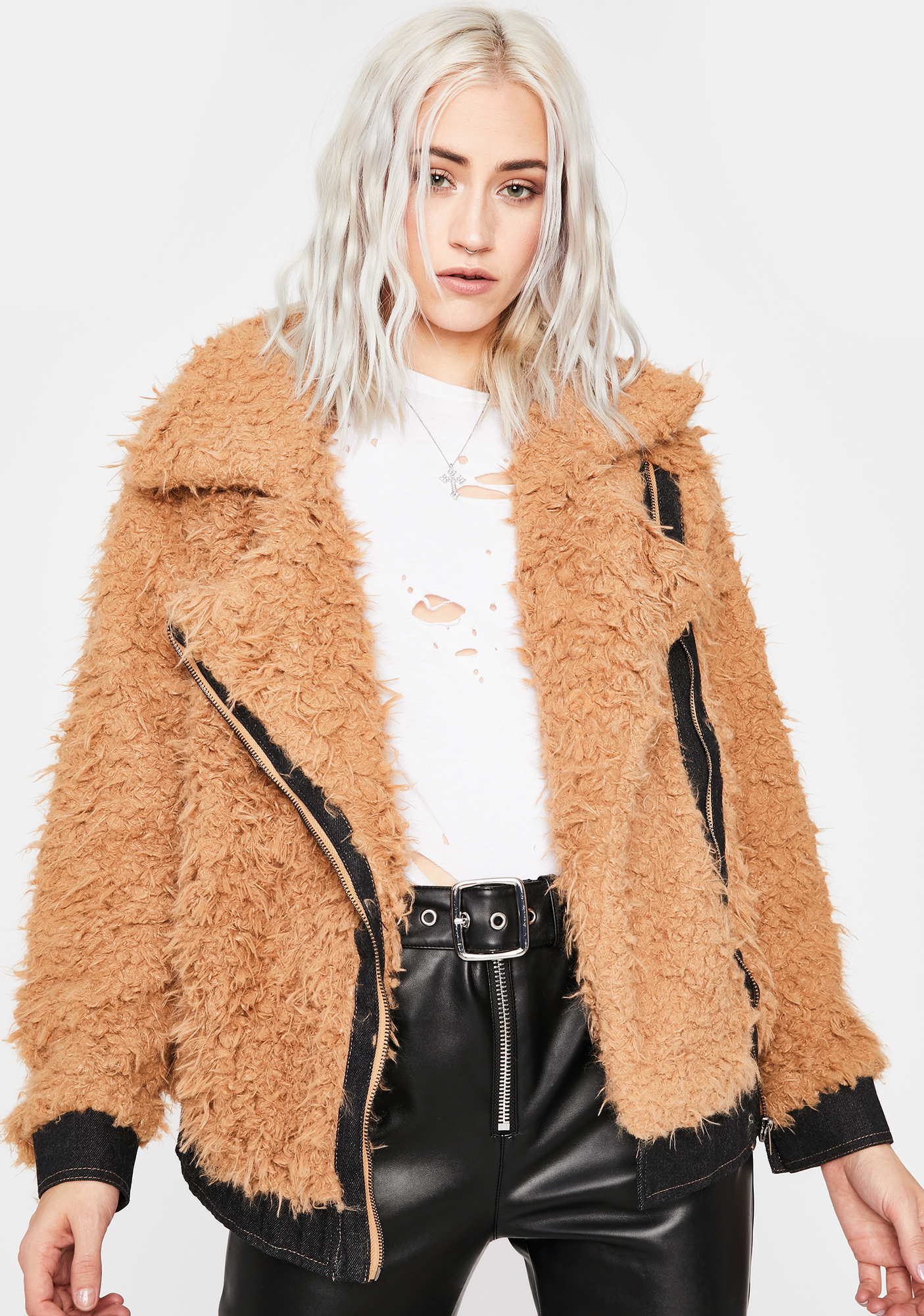 fuzzy moto jacket