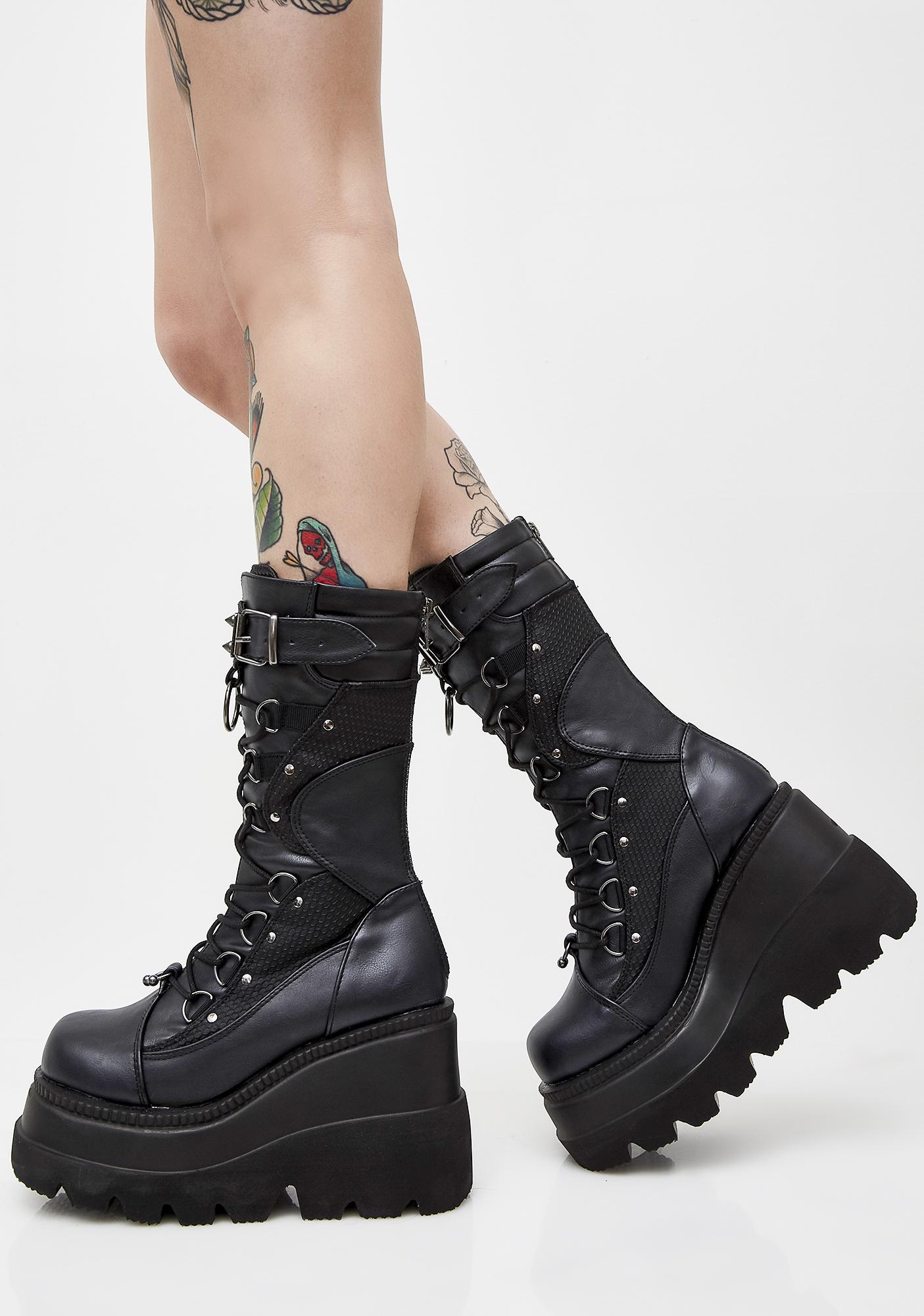 black high rise boots