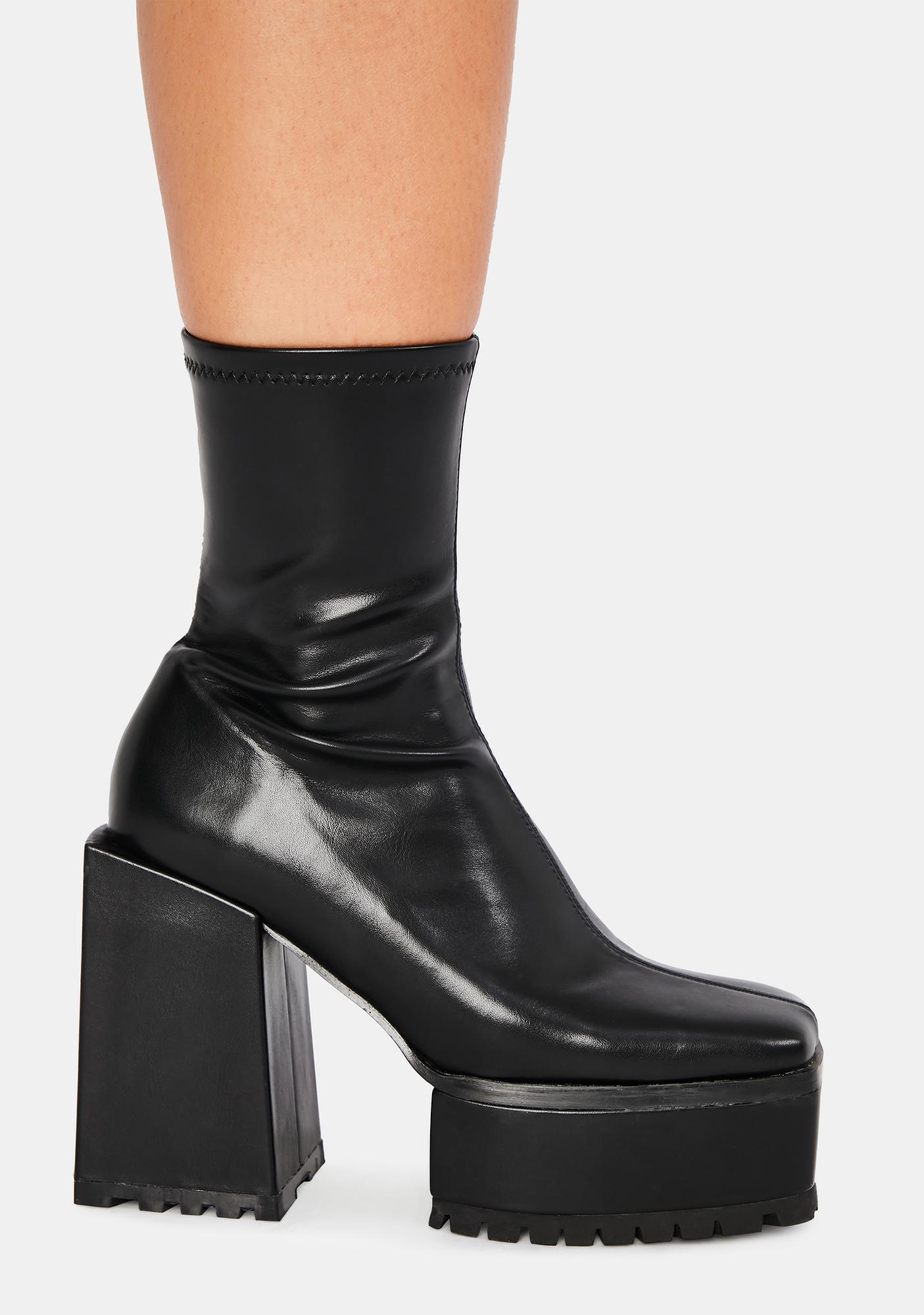 Poster Grl Vegan Leather Square Toe Platform Ankle Boots - Black ...