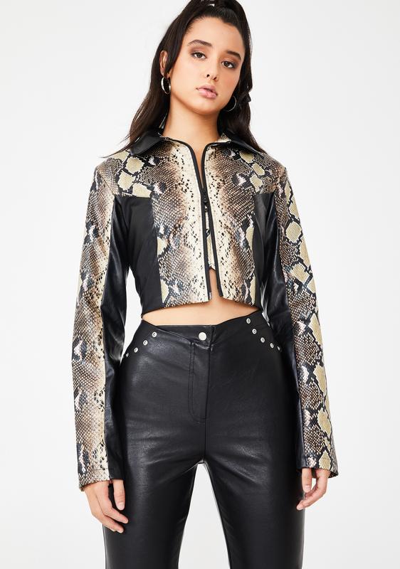 snakeskin cropped jacket