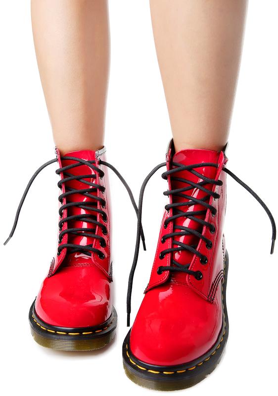 red patent leather doc martens