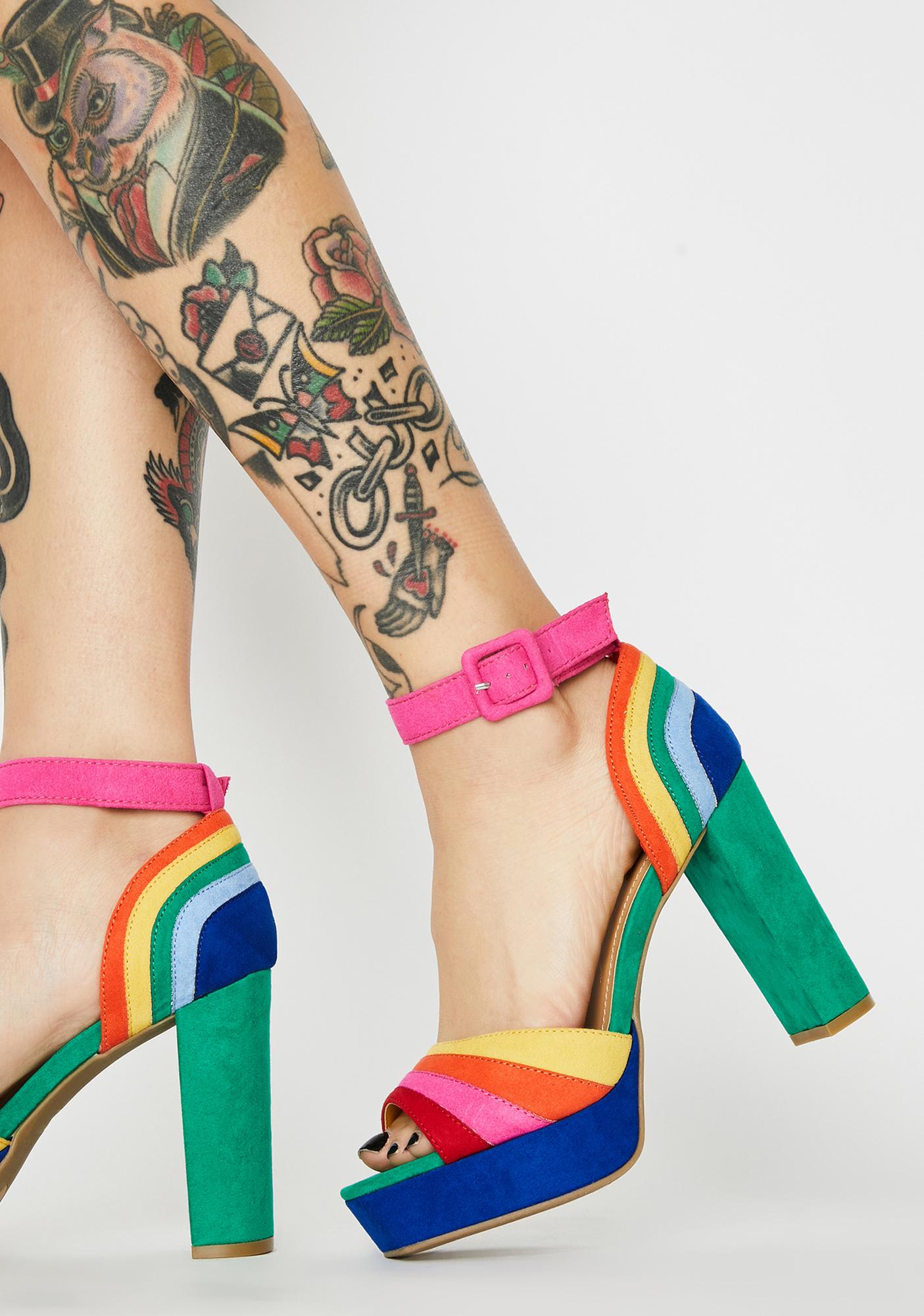 rainbow peep toe shoes