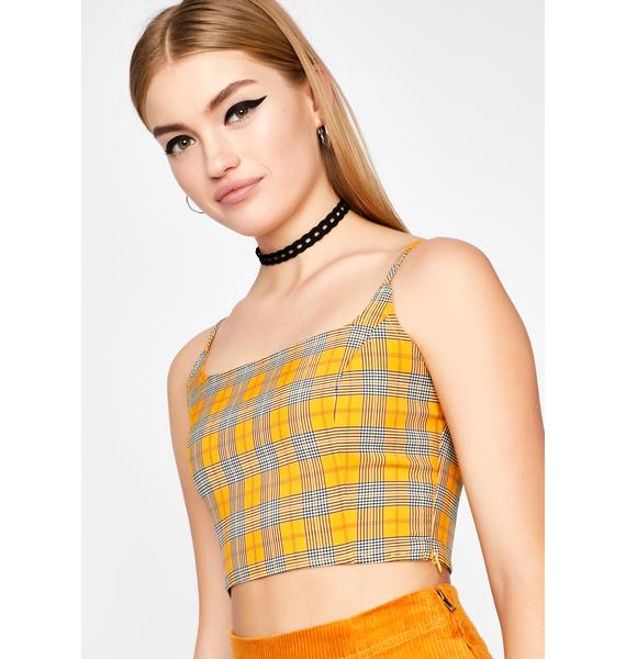 Plaid Crop Top Tank Yellow Dolls Kill