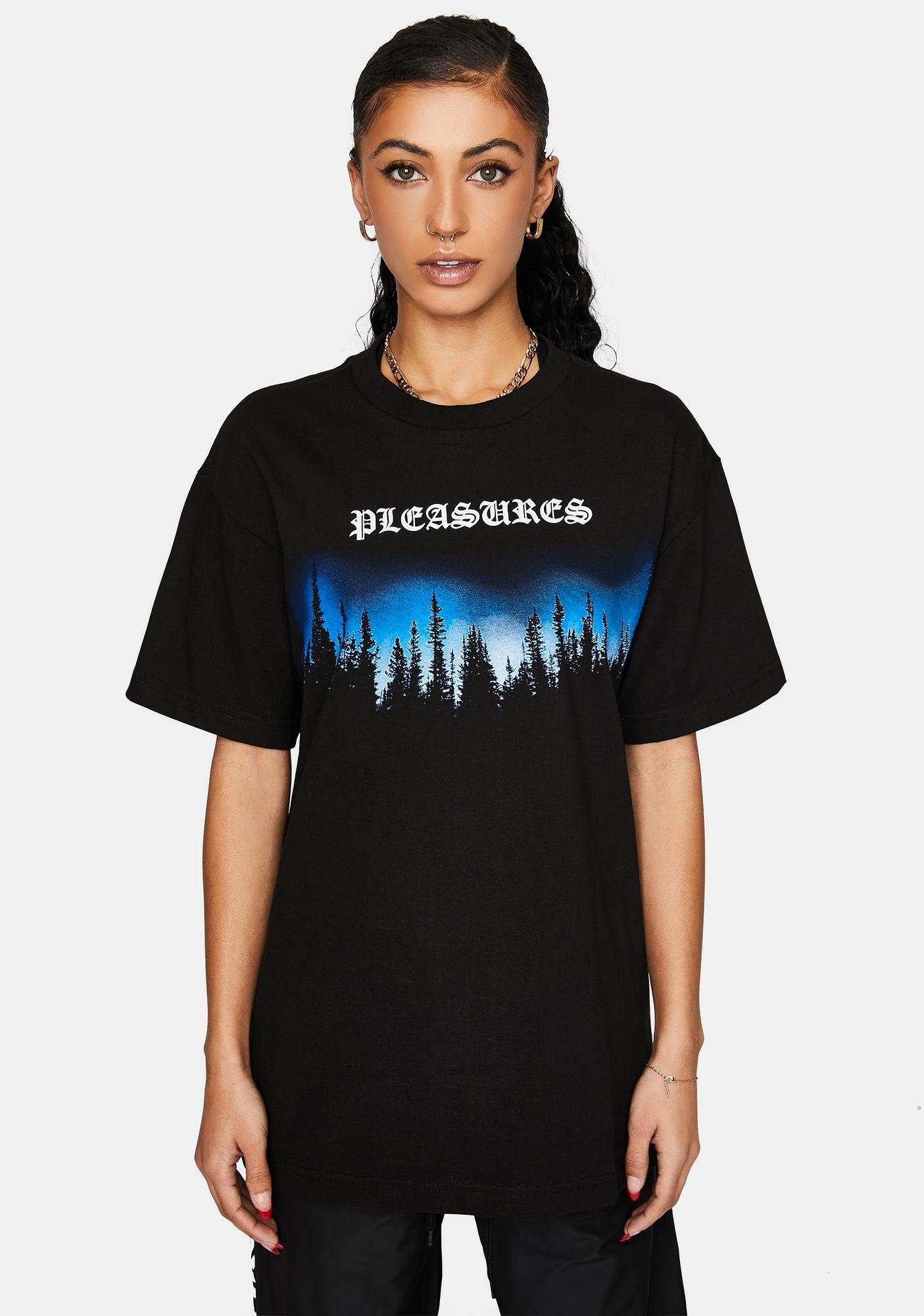 pleasures graphic tees