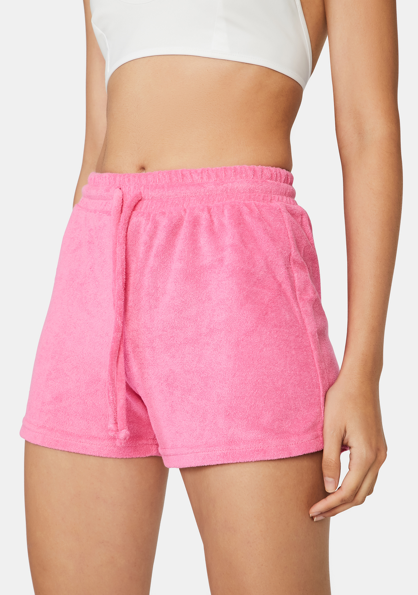 High Waist Terry Lounge Shorts Pink Dolls Kill