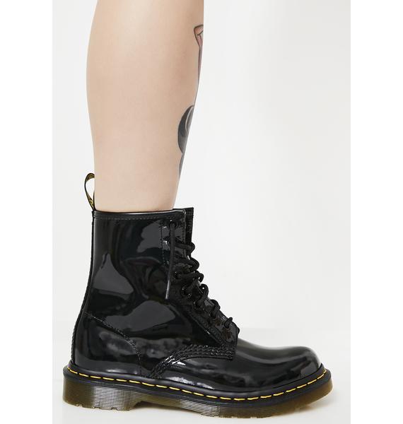 doc martens black patent boots