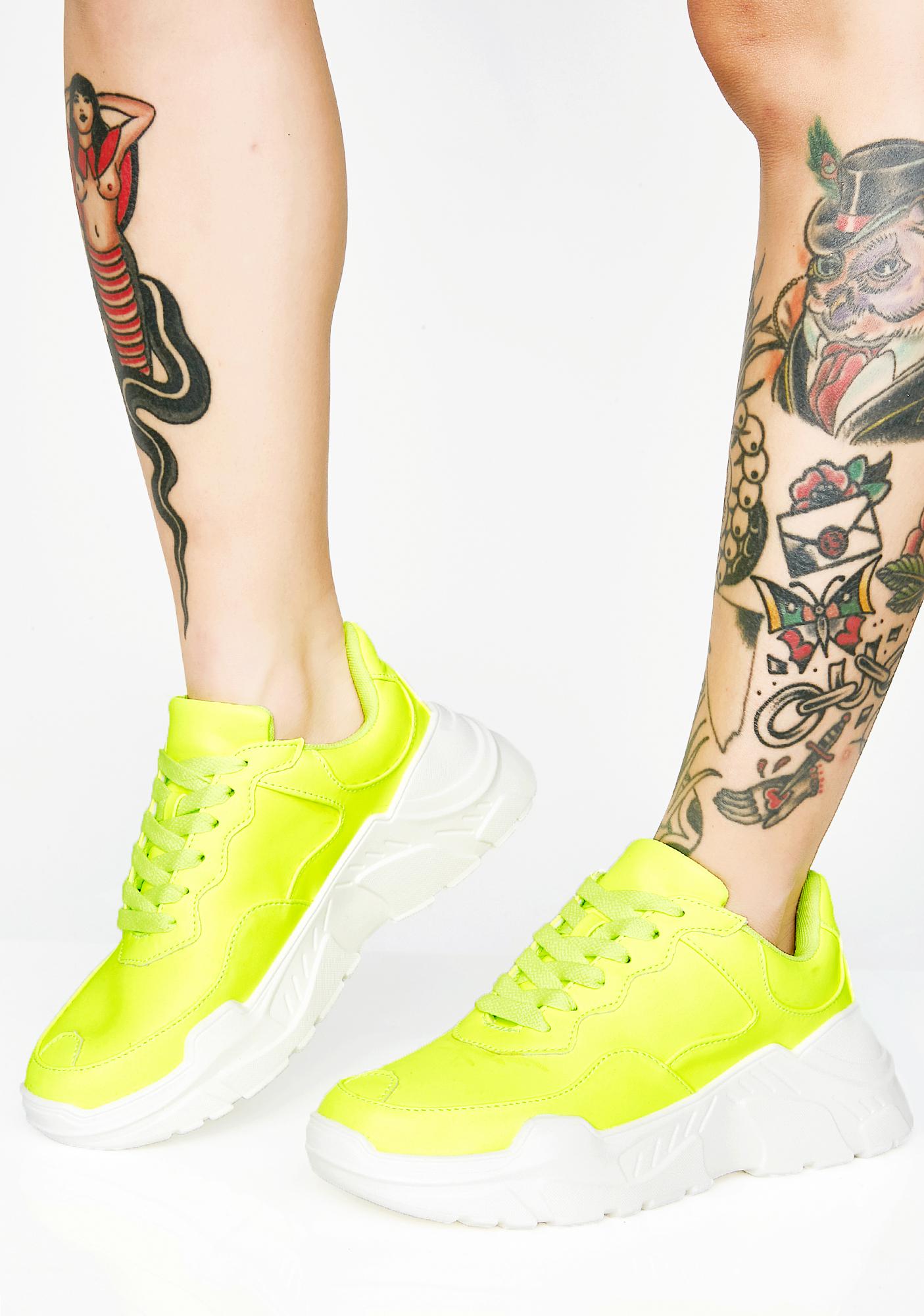 neon green chunky sneakers