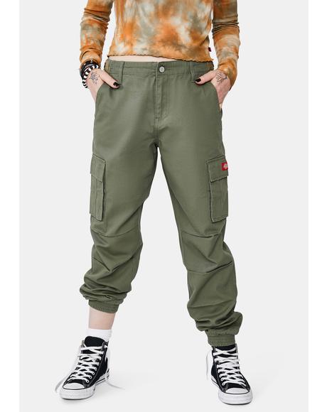 dickies slash pocket olive cargo jogger pants