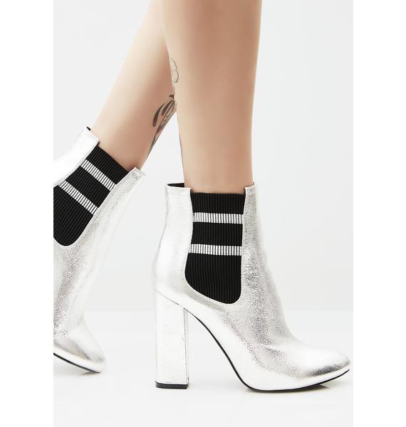 silver pointed toe booties