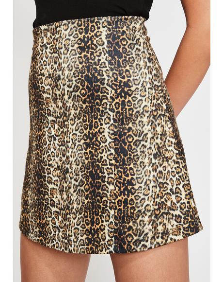 Leopard Print Slit Satin Mini Skirt | Dolls Kill