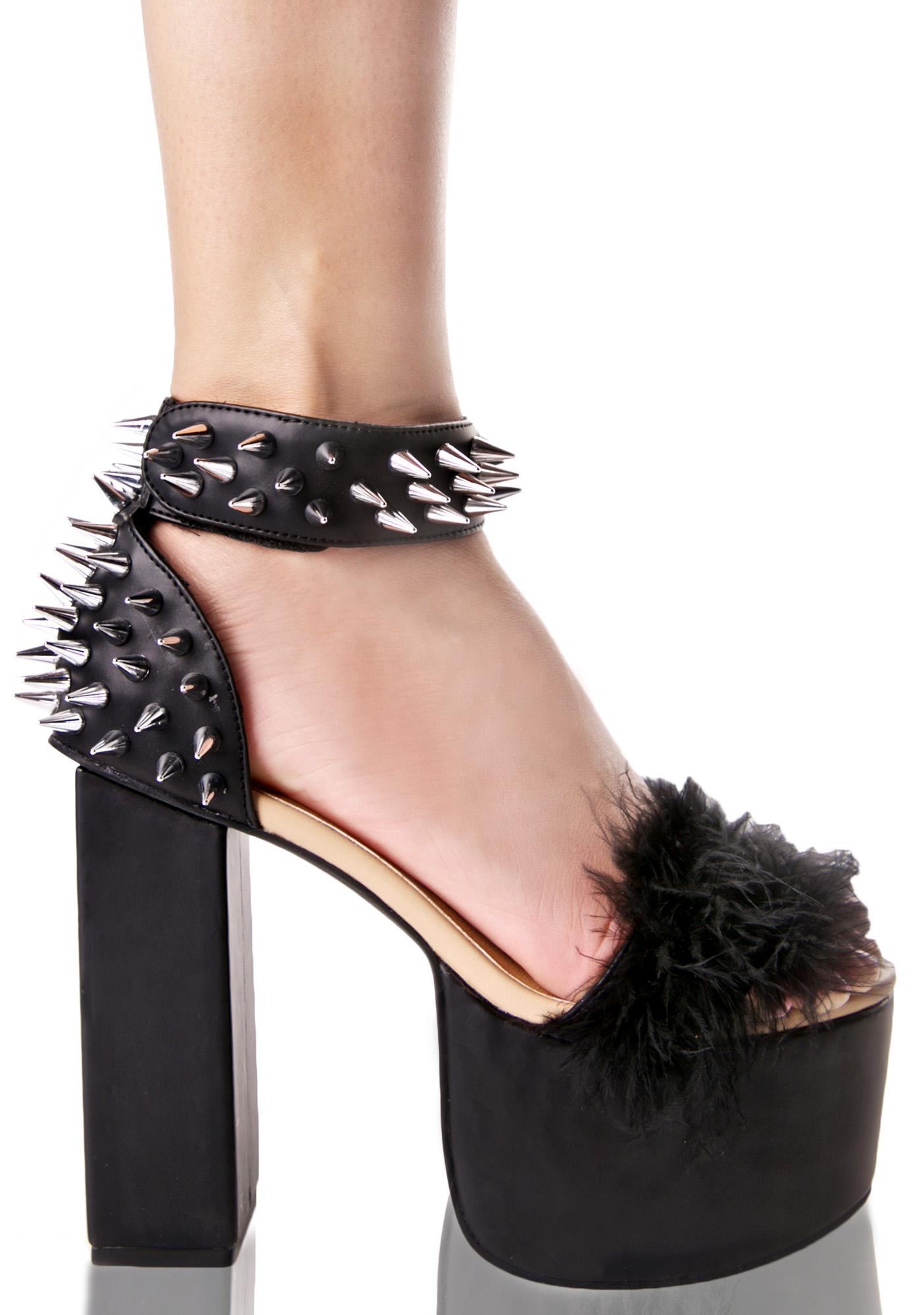 fluffy platform heels