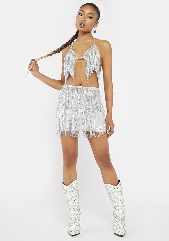 silver skirt fringe