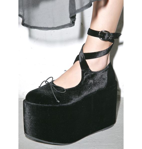 Black Ballet Satin Platforms | Dolls Kill