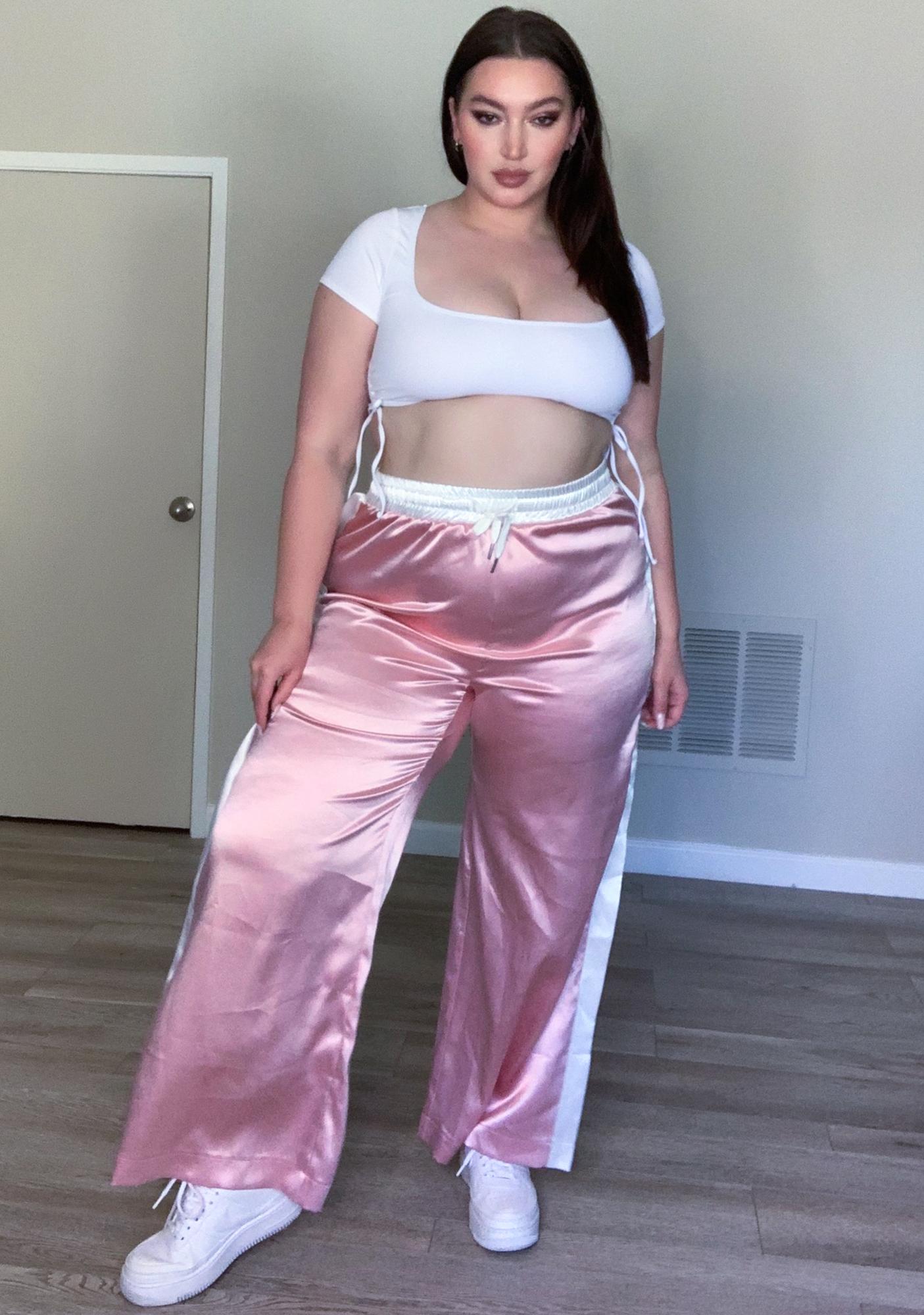 satin plus size pants