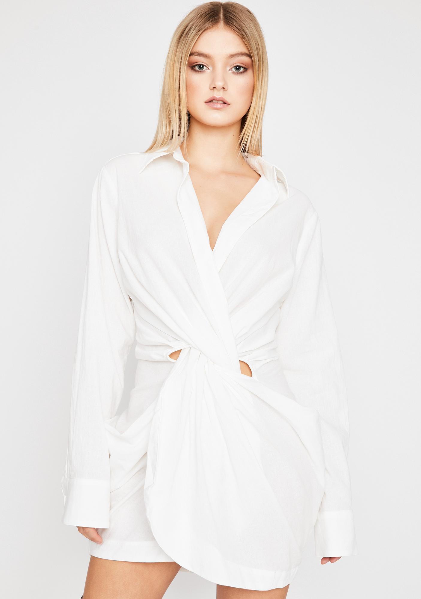 white twist shirt dress