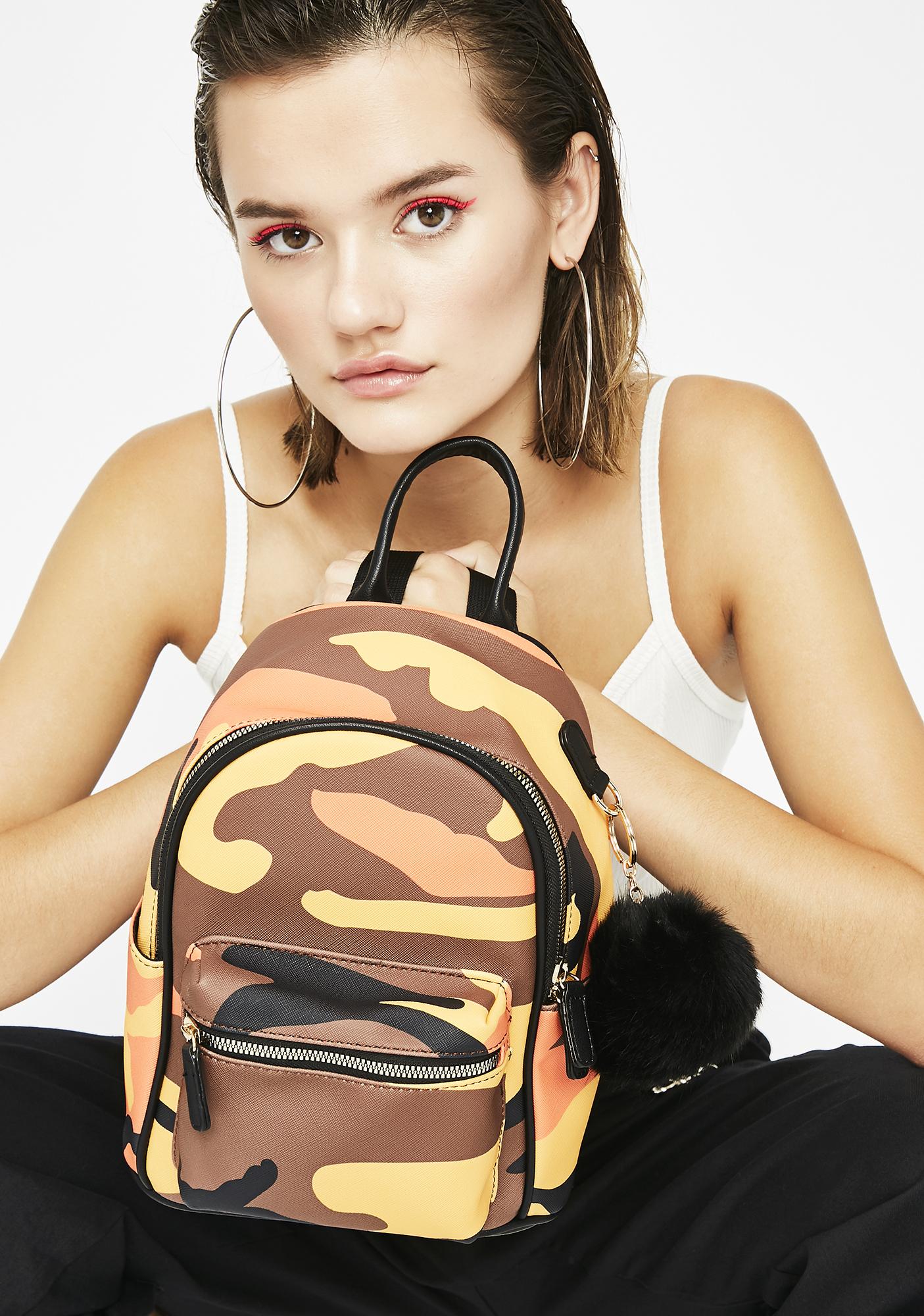 orange camo mini backpack